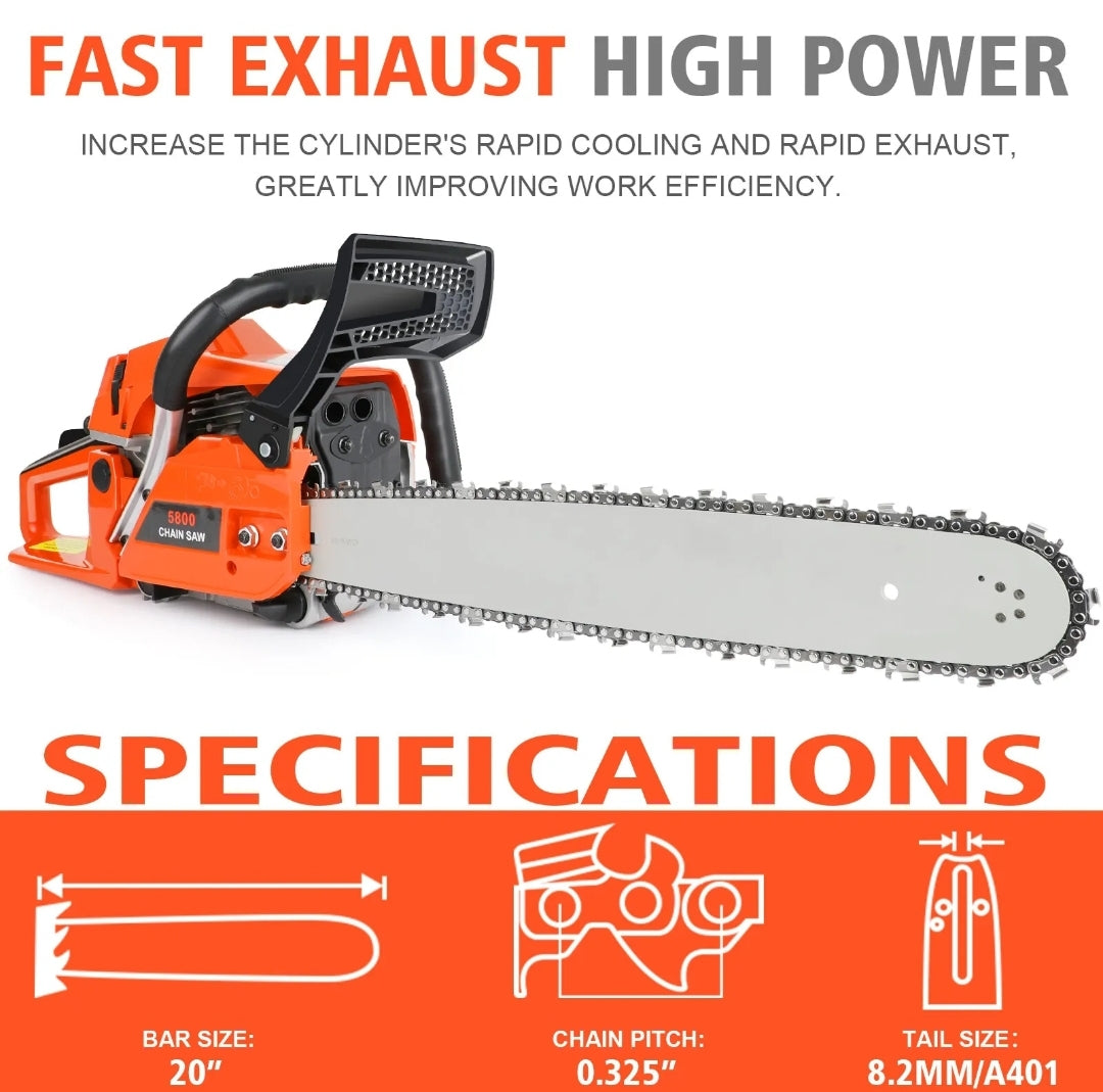 58X Commercial 58cc Chainsaw E-Start Petrol 20"