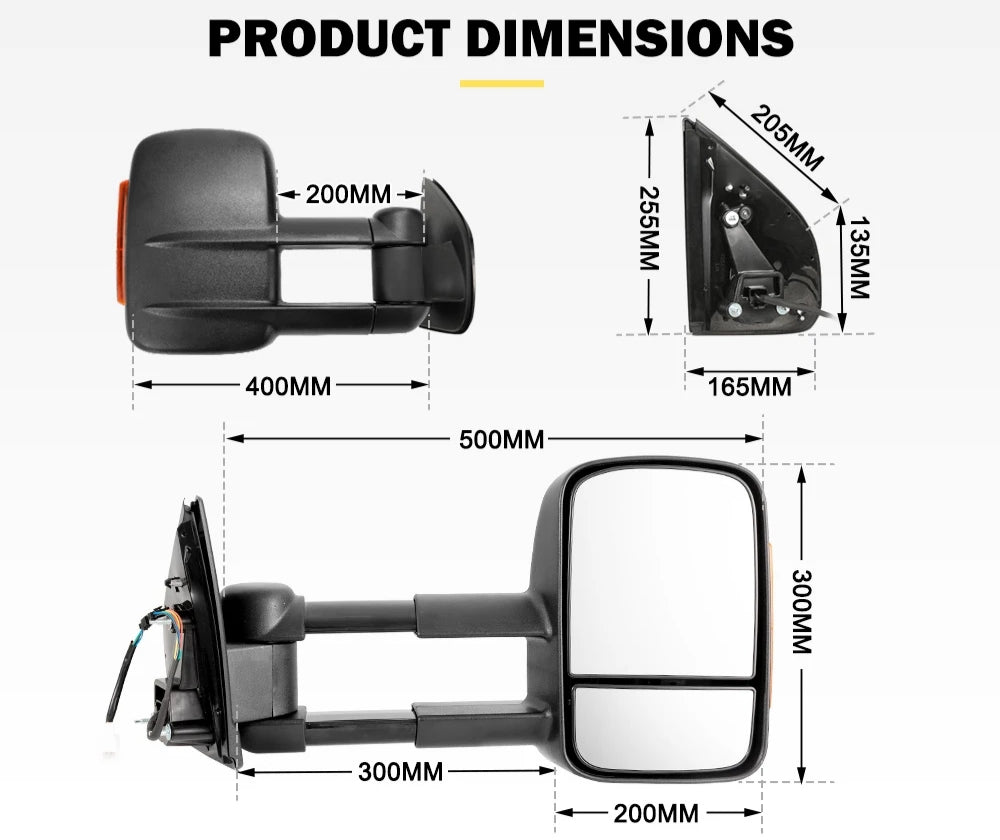 Pair Towing Extendable Side Mirrors for Holden Colorado 7 2012-2016