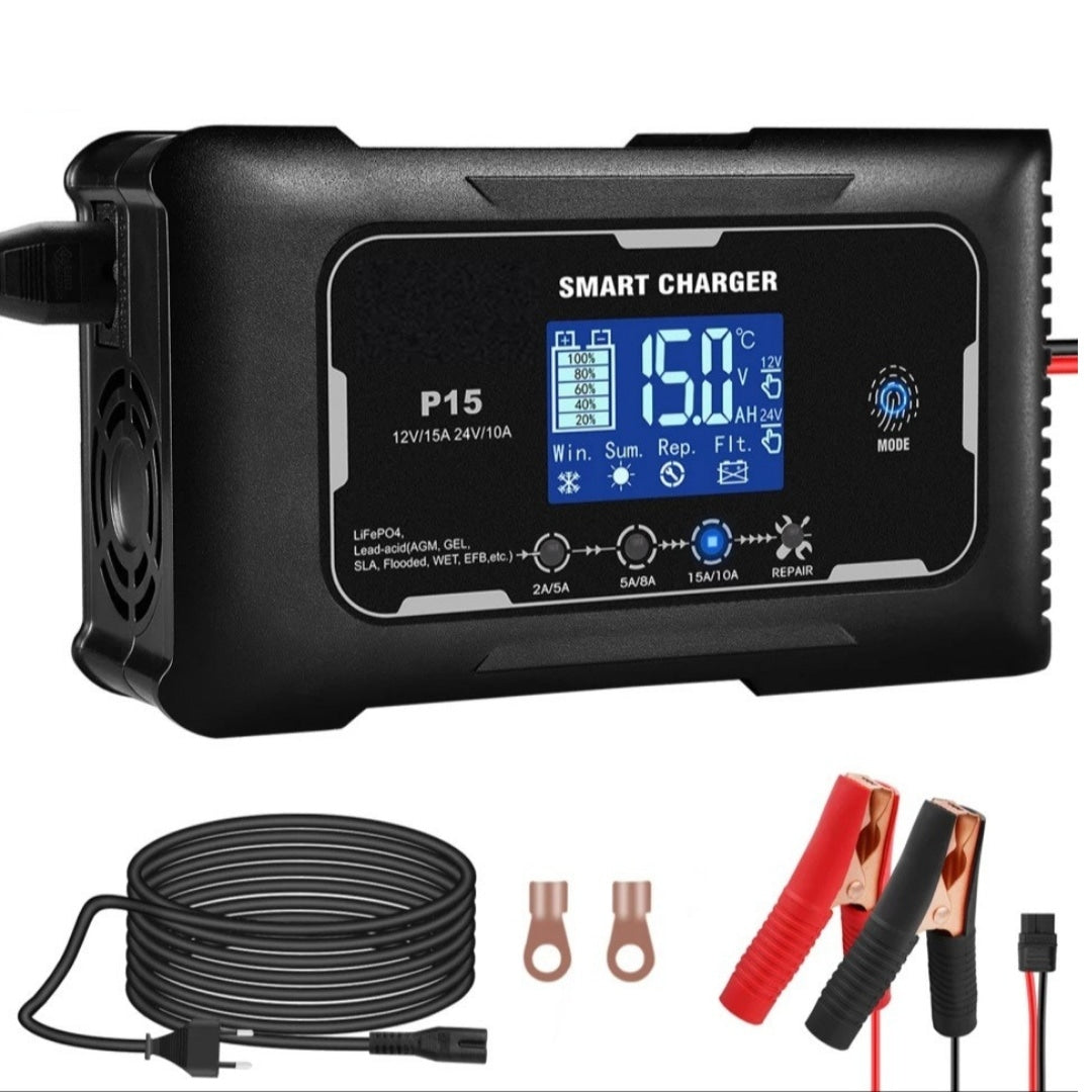 12V/24V 5A-20A Automatic Battery Smart Charger For Lithium LiFePo4  Lead-Acid