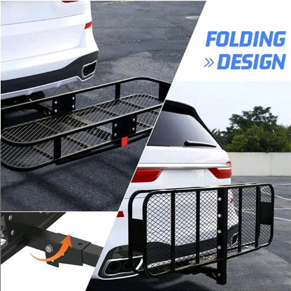 Foldable Tow Hitch Cargo Rack Black Powder Coated Steel Bar Rear Luggage Carrier