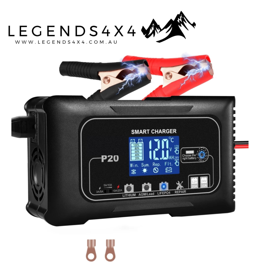 20-Amp Smart Battery Charger,Lithium,LiFePO4,Lead-Acid(AGM/Gel/SLA..) Car  Battery Charger,Trickle Charger, Maintainer/deep Cycle Charger,12V/20A and