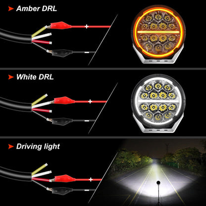 7 inch 4X4 Off-Road Led Spot Lights Drl / Amber 1lux @1000m