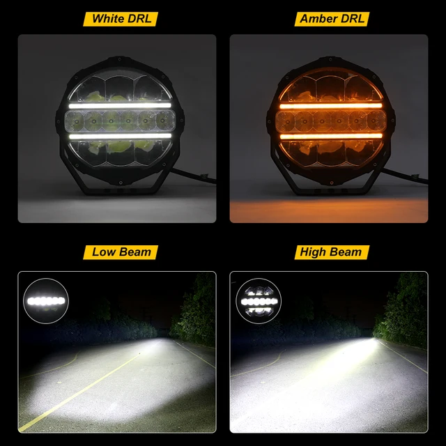 9 inch 4X4 Off-Road Led Spot Lights Drl / Amber 1lux @1400m