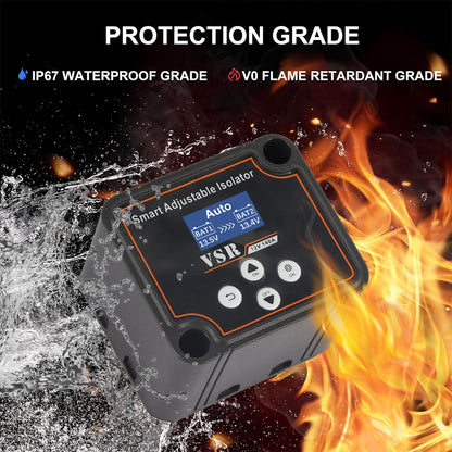 Dual Battery Smart Adjustable Isolator 12V 140A Voltage Sensitive Split Charge Relay VSR LCD 2 Battery Display