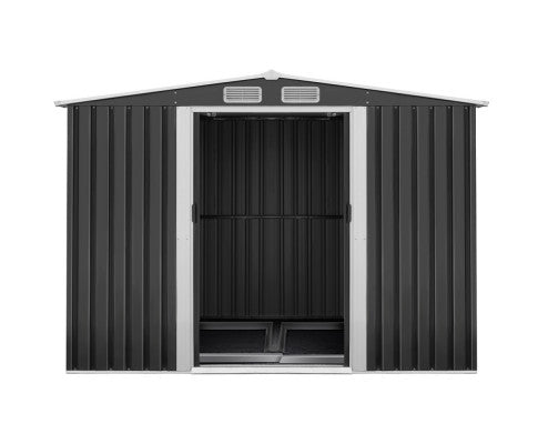 Garden Shed 2.6x3.9M w/Metal Base Sheds Outdoor Storage Workshop Tool Shelter Sliding Door