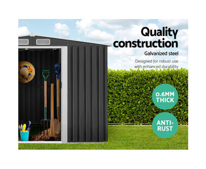 Garden Shed 2.6x3.9M w/Metal Base Sheds Outdoor Storage Workshop Tool Shelter Sliding Door