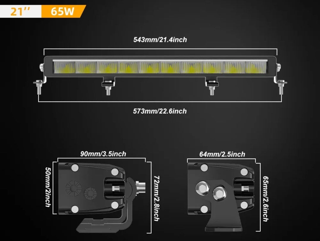 20 inch DRL Series Single Row Light Bar With Amber / White DRL