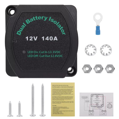5M Wiring Kit 12V 140A Battery Isolator Voltage Sensitive Relay VSR Fuse + Fuse Box