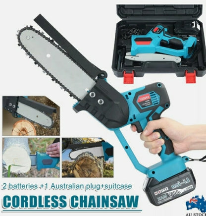 8'' 900w Electric Cordless Chainsaw Pruning Shears Chain Saw + 2Pcs Battery