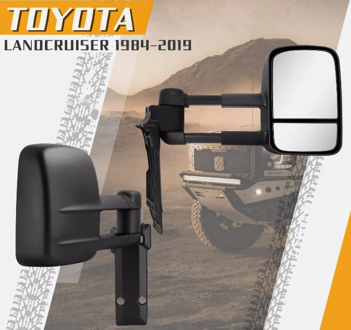 Full Manual Towing Mirrors Extendable For 1984-2019 LandCruiser 70-79 Series