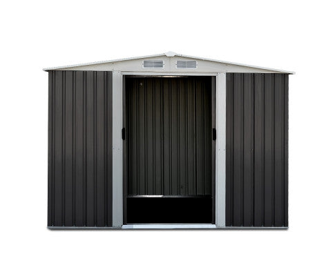 2.05 x 2.57m Steel Base Garden Shed - Grey