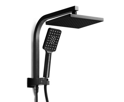 Modern 10 inch Rain Shower Head Square Wall Bathroom Arm Handheld Spray Bracket Rail Mat Black