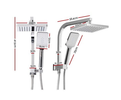 8 inch Rain Shower Head Square Wall Bathroom Arm Handheld Spray Bracket Rail Chrome