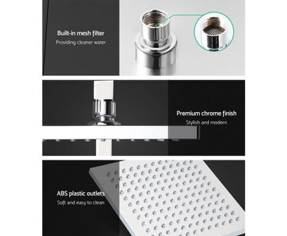 8 inch Rain Shower Head Square Wall Bathroom Arm Handheld Spray Bracket Rail Chrome