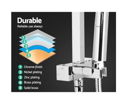 8 inch Rain Shower Head Square Wall Bathroom Arm Handheld Spray Bracket Rail Chrome