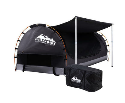 Double Swag Tent With Side Awning In Dark Grey Or Blue