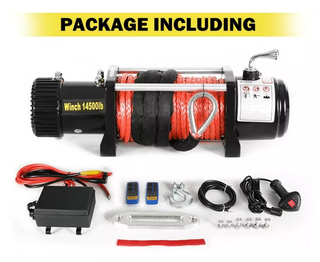 14500LBS Electric Winch 6.0HP 26Mx9.5mm Synthetic Rope