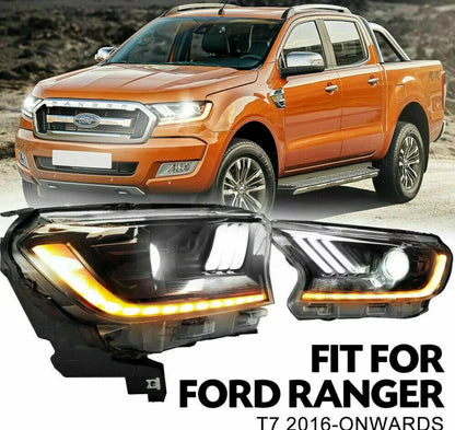 Pair Projector LED Headlamp Light for FORD Ranger T7 PX XL MK2 (2015  -2018)