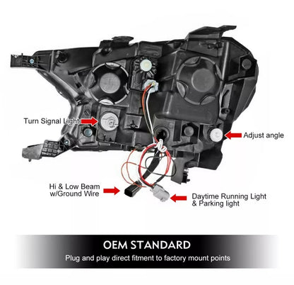Pair Projector LED Headlamp Light for FORD Ranger T7 PX XL MK2 (2015  -2018)