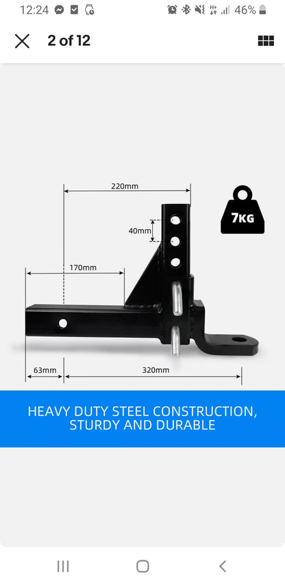 3500kg Adjustable Towbar Ball Mount Trailer Towing