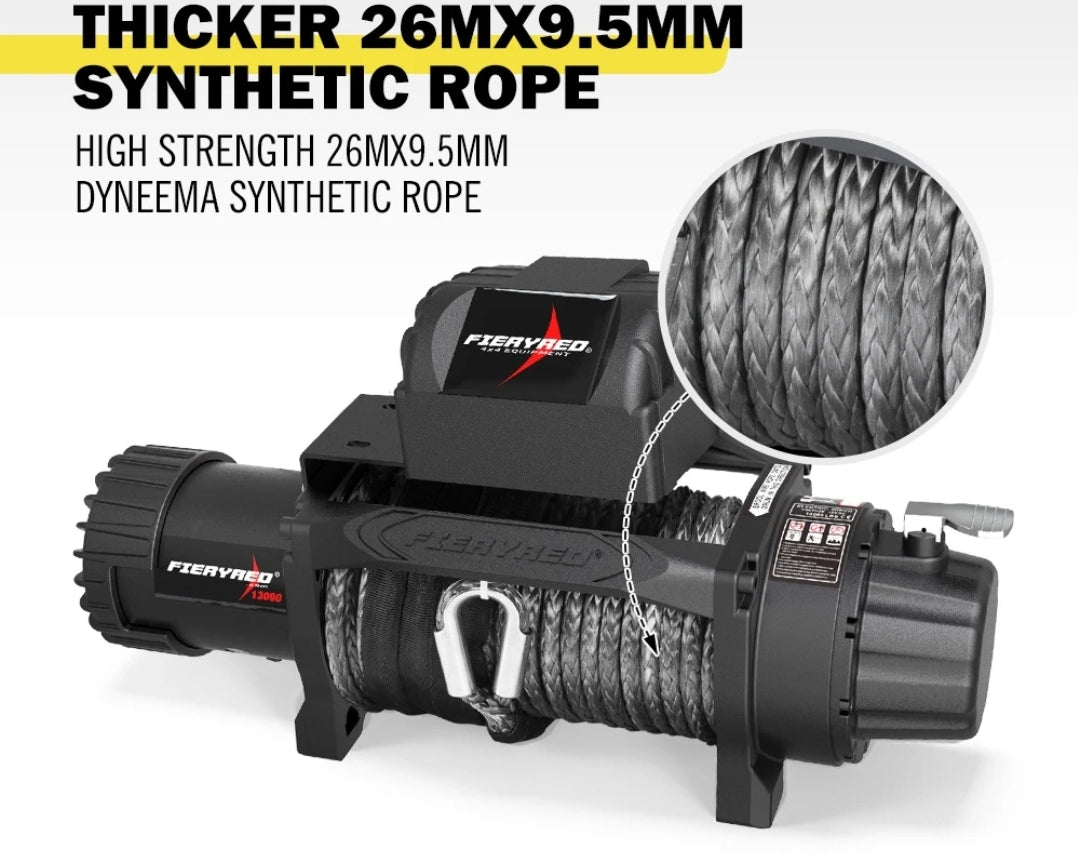 4WD FR 13000LB 12 Electric Winch Synthetic Rope