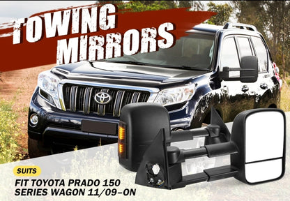 Extendable Towing Mirrors for Toyota Prado 150 Series Wagon 11/2009 –