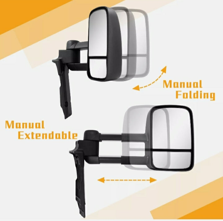 Full Manual Towing Mirrors Extendable For 1984-2019 LandCruiser 70-79 Series