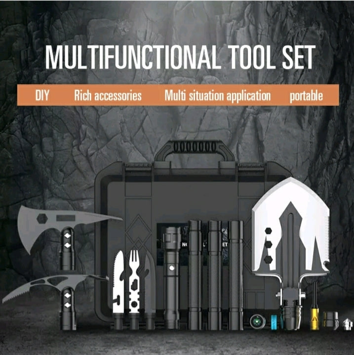 14Pcs Multifunction Folding Shovel Set kit Axe Saw Outdoor Survival Camping Tool