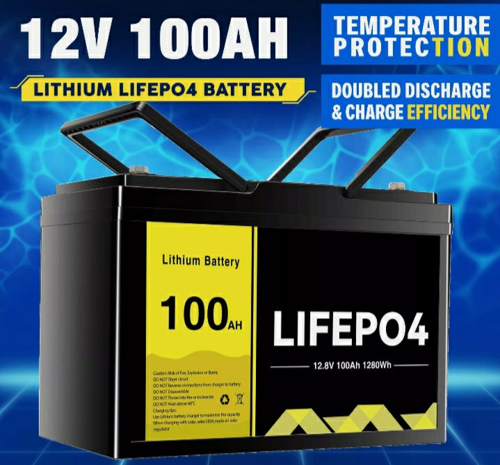 12V 100Ah Lithium Ion Battery LiFePO4 Deep Cycle Recycle Camping RV 4WD Solar