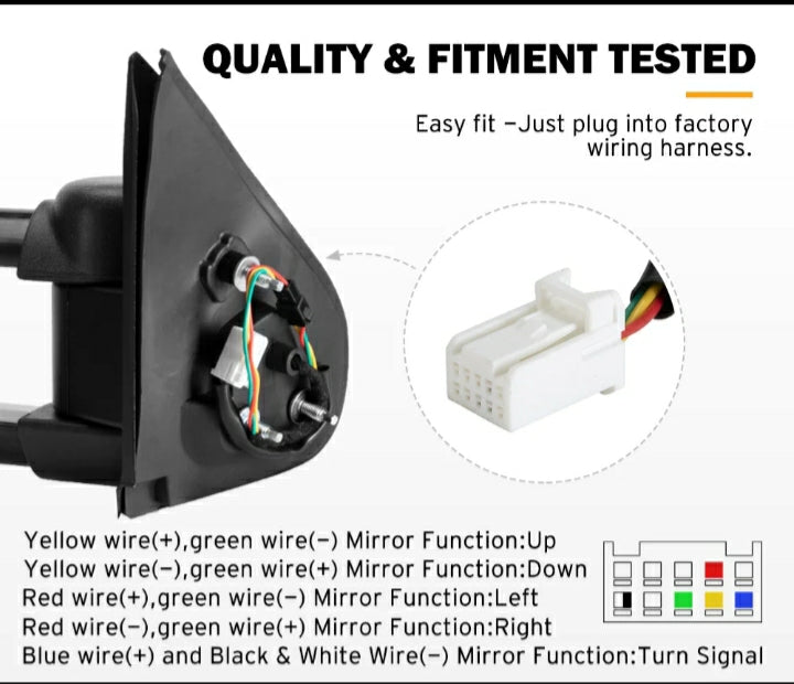Pair Extendable Towing Mirrors for Toyota HILUX 2015-ON Black Pair