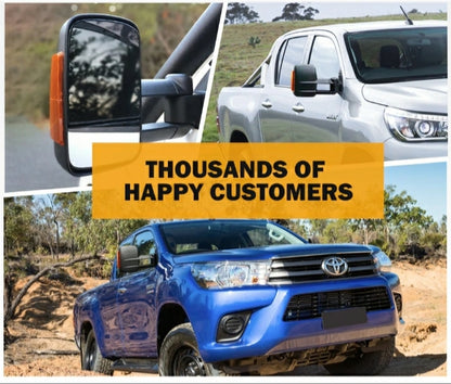 Pair Extendable Towing Mirrors for Toyota HILUX 2015-ON Black Pair