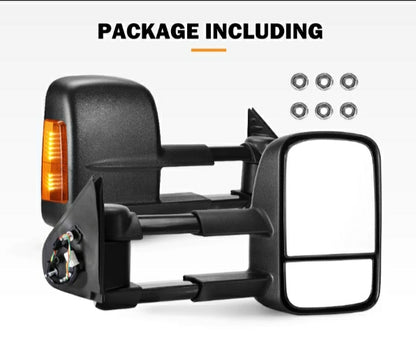 Pair Extendable Towing Mirrors for Toyota HILUX 2015-ON Black Pair