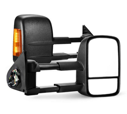 Pair Extendable Towing Mirrors for Toyota HILUX 2015-ON Black Pair