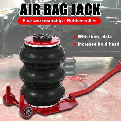 3 Ton Heavy Duty  Quick Lift  Triple Air Bag Jack Pneumatic Jack 6600lbs Red