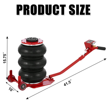 3 Ton Heavy Duty  Quick Lift  Triple Air Bag Jack Pneumatic Jack 6600lbs Red