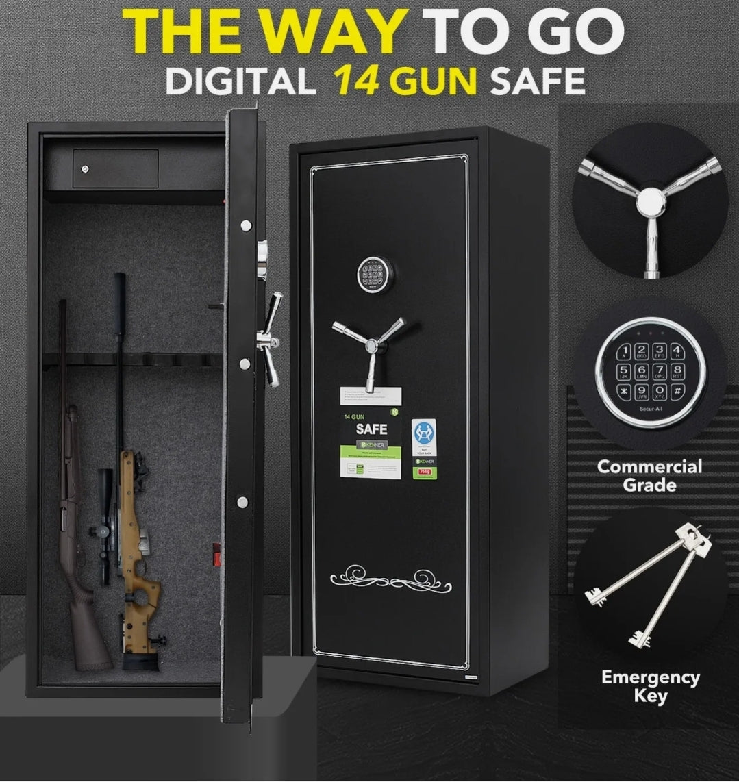 14 GUN SAFE FIREARM RIFLE STORAGE LOCKBOX LOCK BOX STEEL CABINET