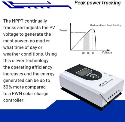 12V/24V Solar Panel Battery Regulator 40A MPPT Charge Controller LCD Bluetooth