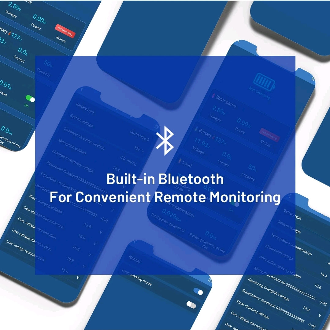 12V/24V Solar Panel Battery Regulator 40A MPPT Charge Controller LCD Bluetooth