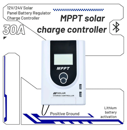 Solar Package 12v 200w Shingled Solar Panel + 30a Mppt w/Bluetooth regulator  + wiring & accessories