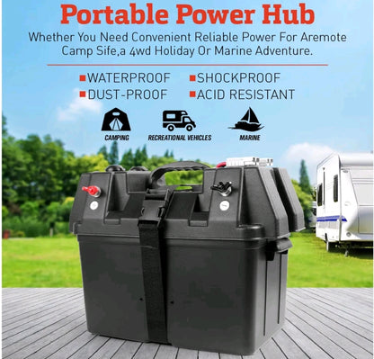 Battery Box 12V Portable Deep Cycle Power Marine Solar USB Camping