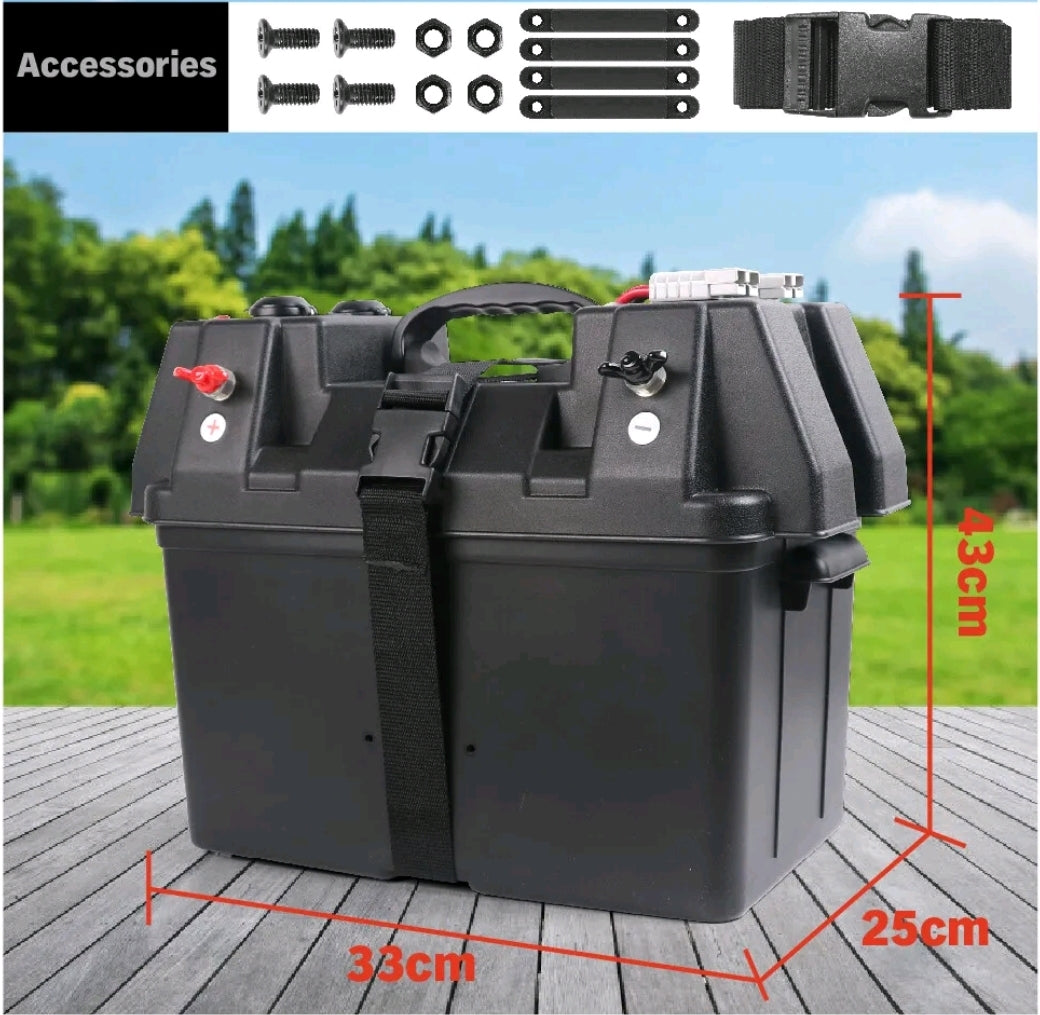 Battery Box 12V Portable Deep Cycle Power Marine Solar USB Camping