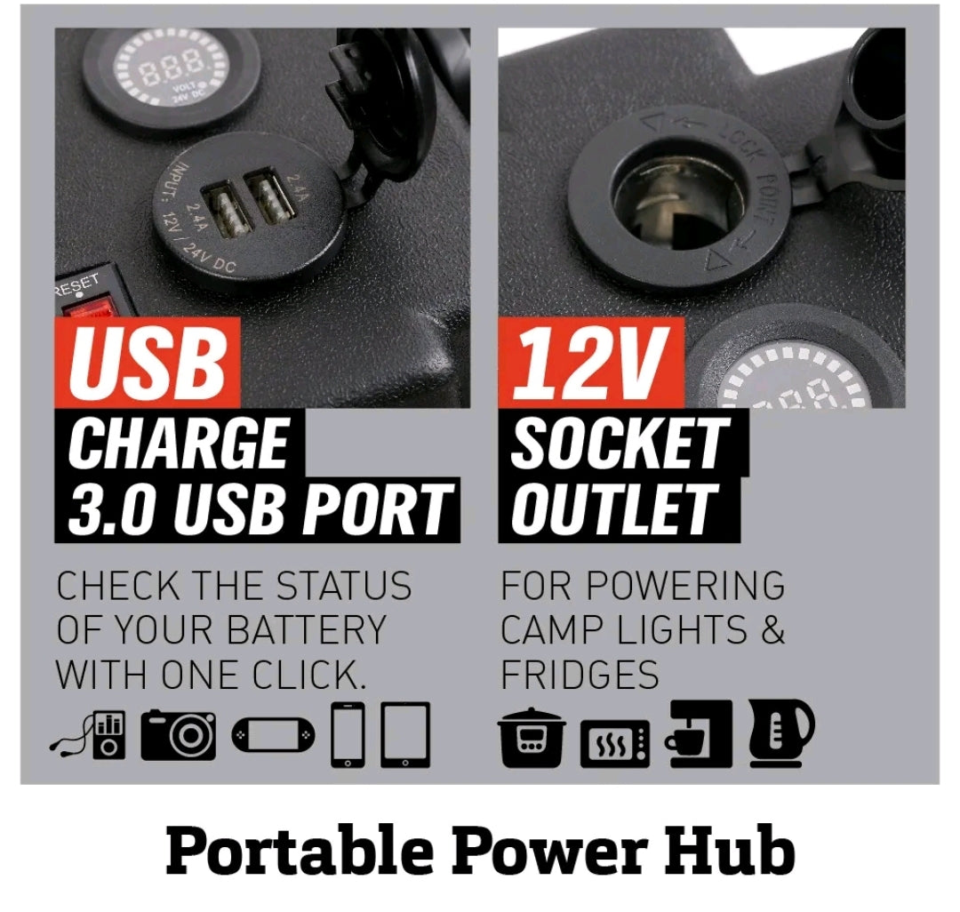 Battery Box 12V Portable Deep Cycle Power Marine Solar USB Camping
