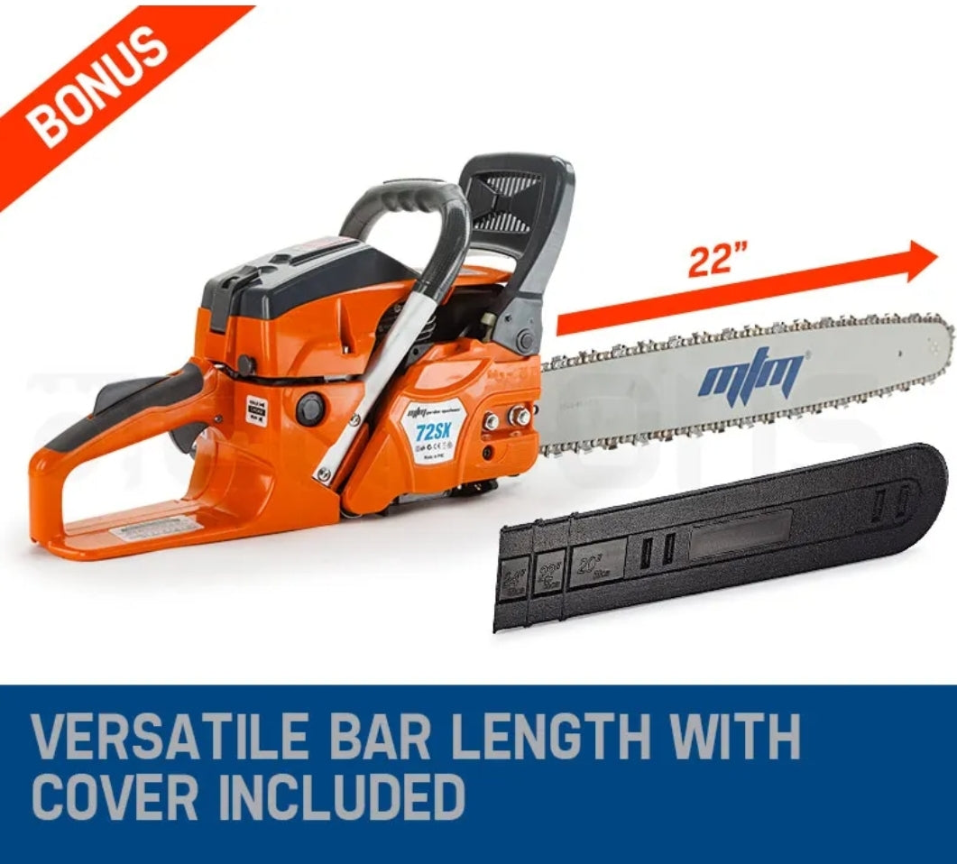 Petrol Commercial Chainsaw 22 Bar Chain Saw E-Start Tree Pruning Top Handle

58cc