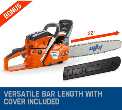 Petrol Commercial Chainsaw 22 Bar Chain Saw E-Start Tree Pruning Top Handle

58cc