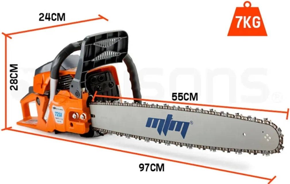 Petrol Commercial Chainsaw 22 Bar Chain Saw E-Start Tree Pruning Top Handle

58cc