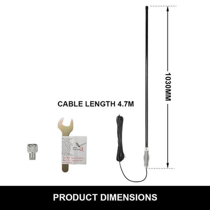 6.6DBI BLACK HEAVY DUTY HI GAIN ANTENNA FOR UHF CB RADIO 