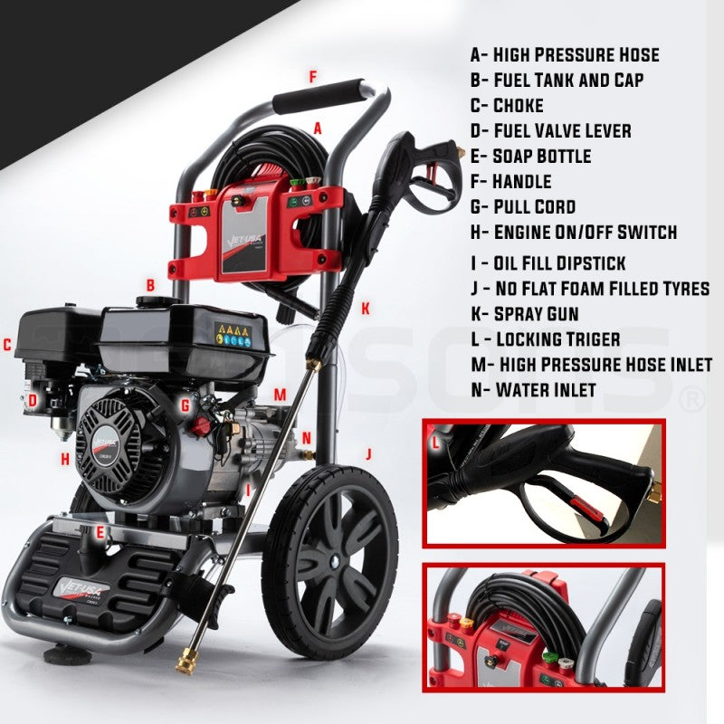 7Hp OVH Commercial Pressure washer 4800psi includes 30m hose extension + Drain Cleaner Head