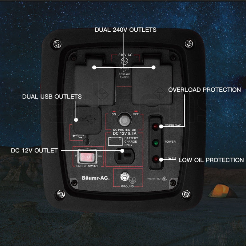 Inverter Generator 3.7kW Max 3.2kW Rated Portable Camping Petrol