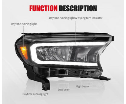 Headlights for Ford Ranger 2015-ON Wildtrak