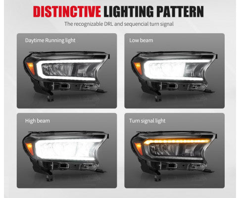 Headlights for Ford Ranger 2015-ON Wildtrak